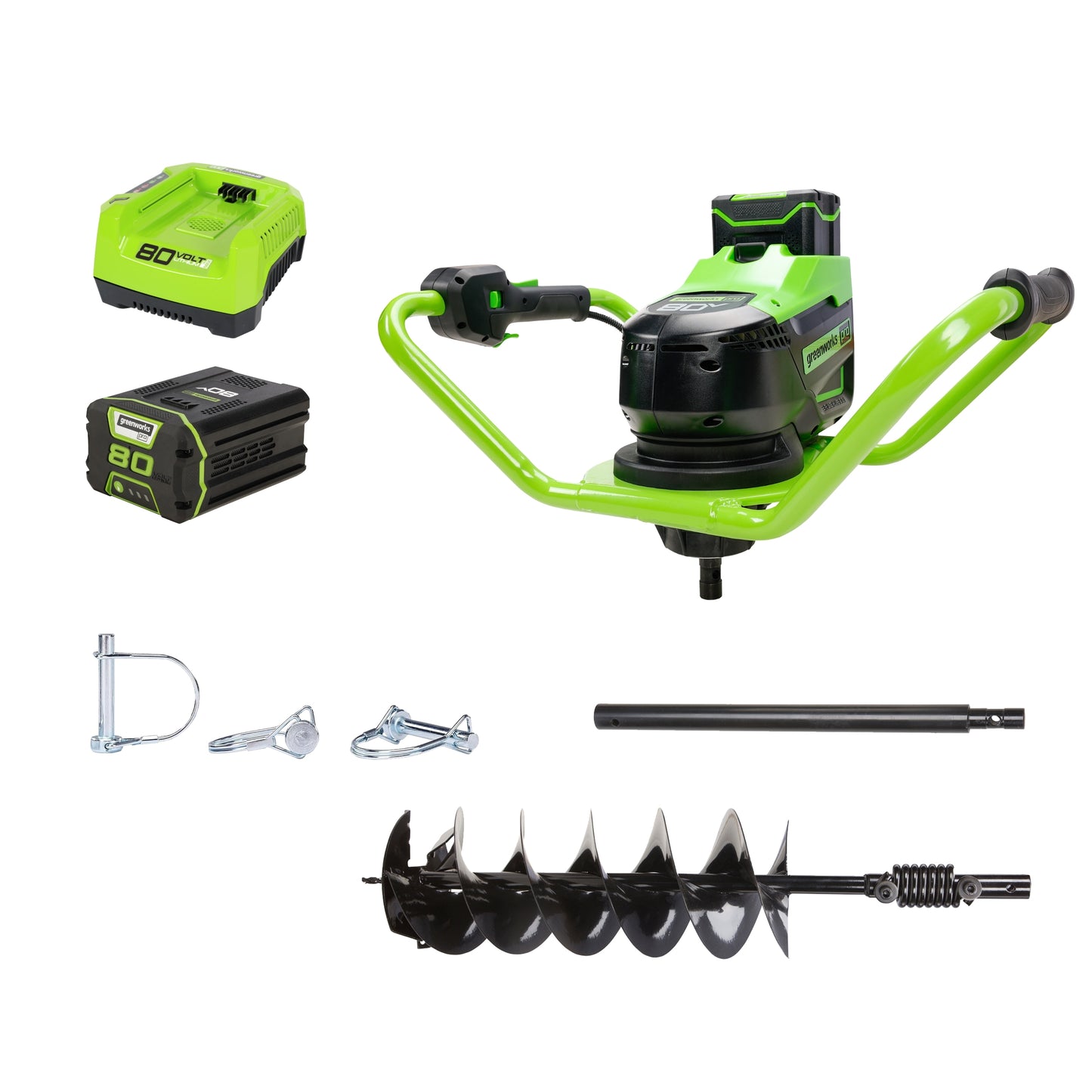 Greenworks 1-man Auger Powerhead with 8-in Bit(s) Included (Battery and Charger Included) EA80L410