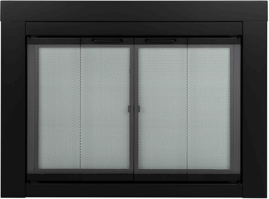 Pleasant Hearth Ascot Black Small Bifold Fireplace Doors with Clear Tempered Glass AT-1000