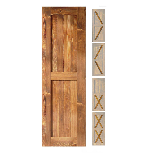 HOMACER 30-in x 80-in Early American Pine Wood Solid core Single Barn Door (Hardware Not Included)