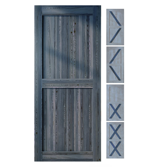 HOMACER 54-in x 80-in Navy Pine Wood Solid core Single Barn Door (Hardware Not Included)