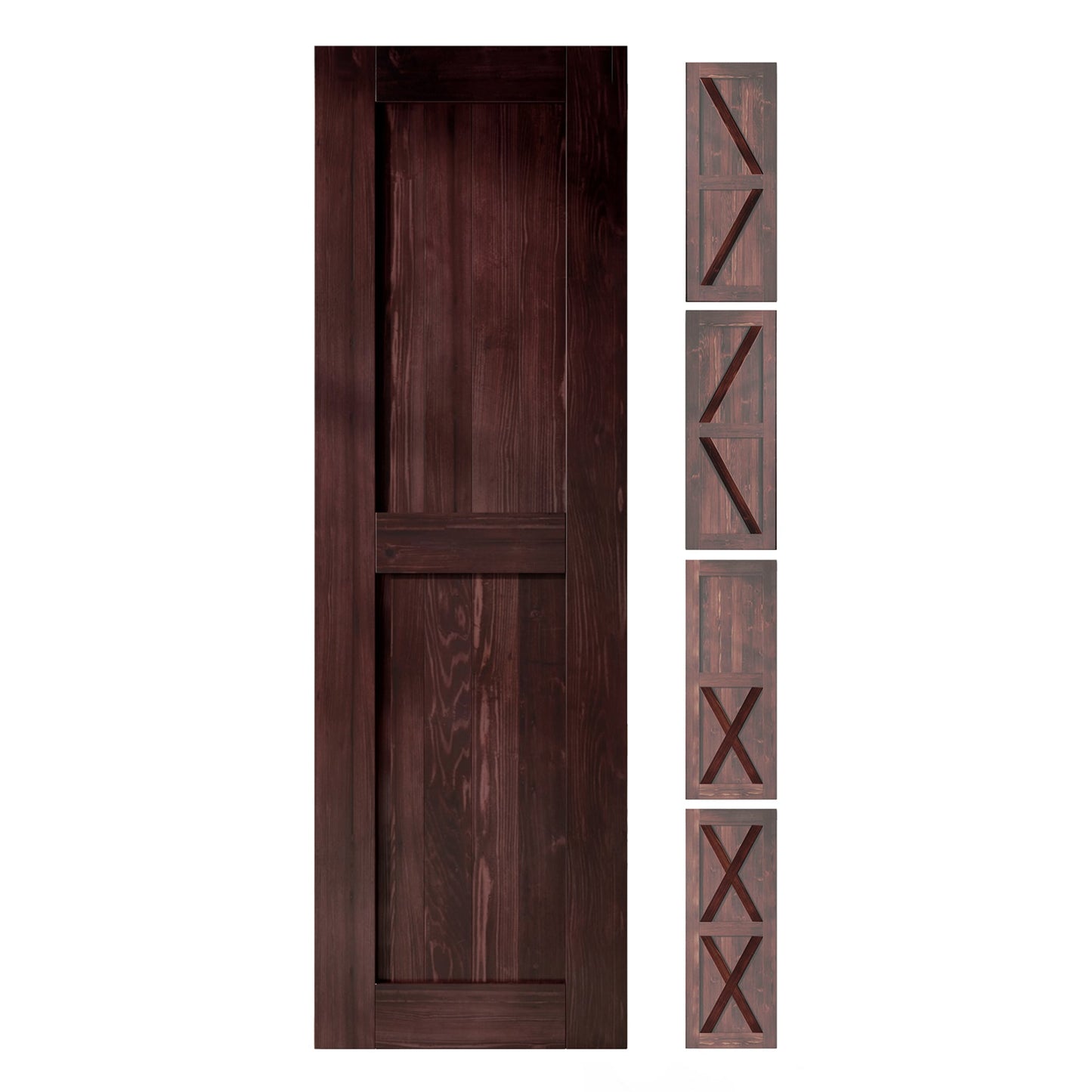 HOMACER 22-in x 80-in Red Mahogany Pine Wood Solid core Single Barn Door (Hardware Not Included)