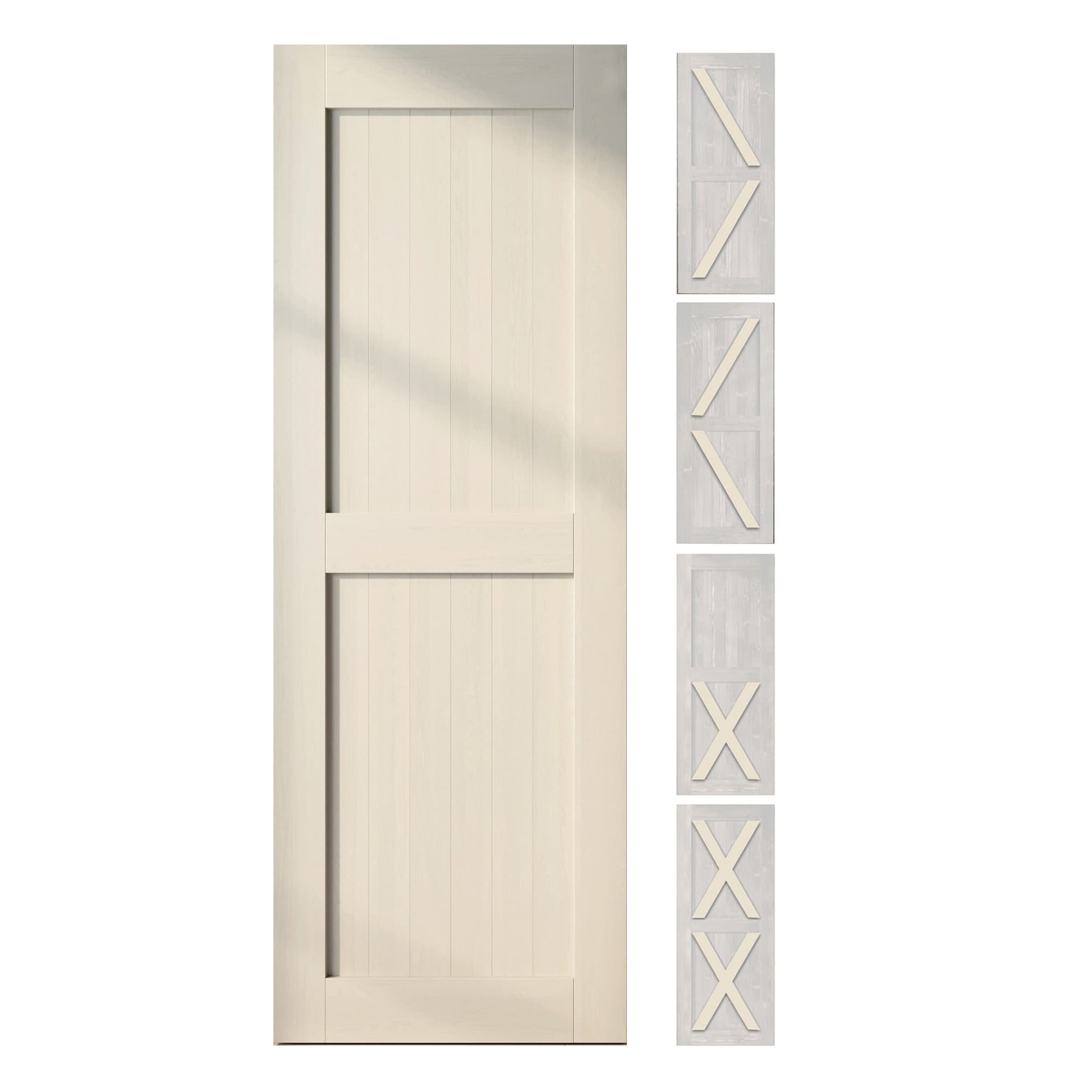 HOMACER 32-in x 80-in Tinsmith Gray Pine Wood Solid core Single Barn Door (Hardware Not Included)