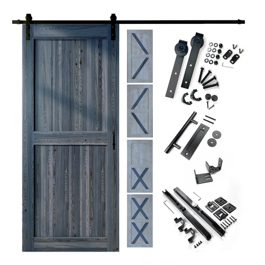 HOMACER 46-in x 80-in Navy Pine Wood Solid core Single Barn Door (Hardware Included)