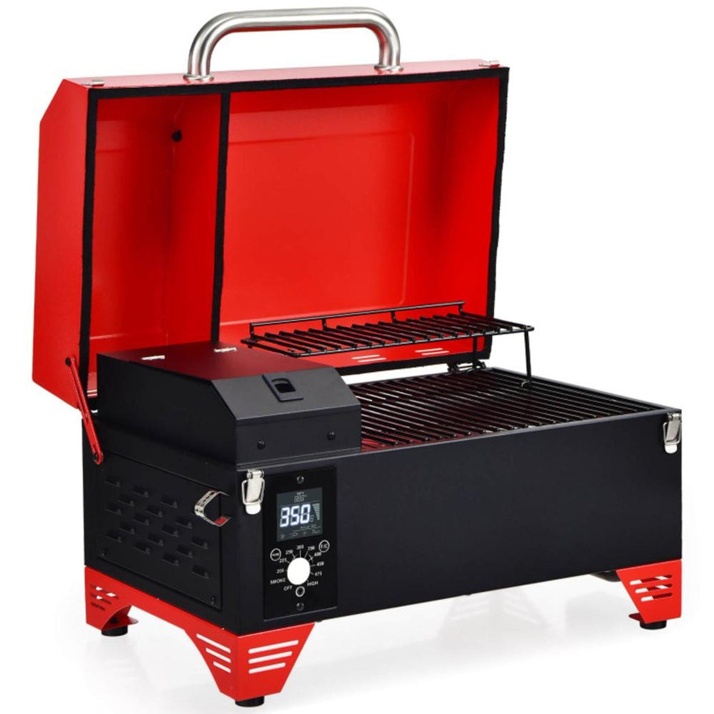 BABOOM Tabletop Pellet Grill and Smoker 256-Sq. in Red Portable Wood pellet Grill