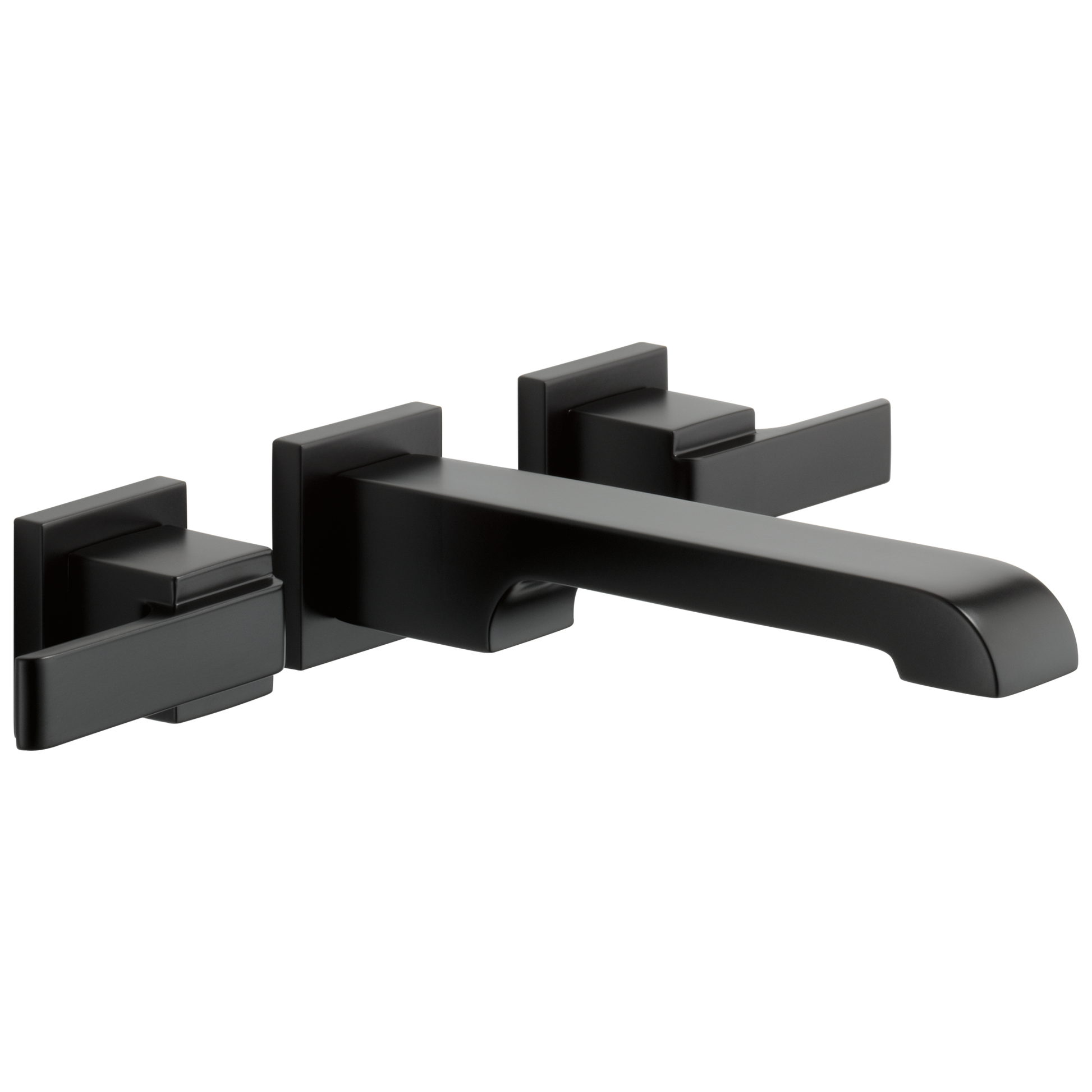 Delta Ara Matte Black Wall-mount 2-handle WaterSense Low-arc Residential Handle Bathroom Sink Faucet