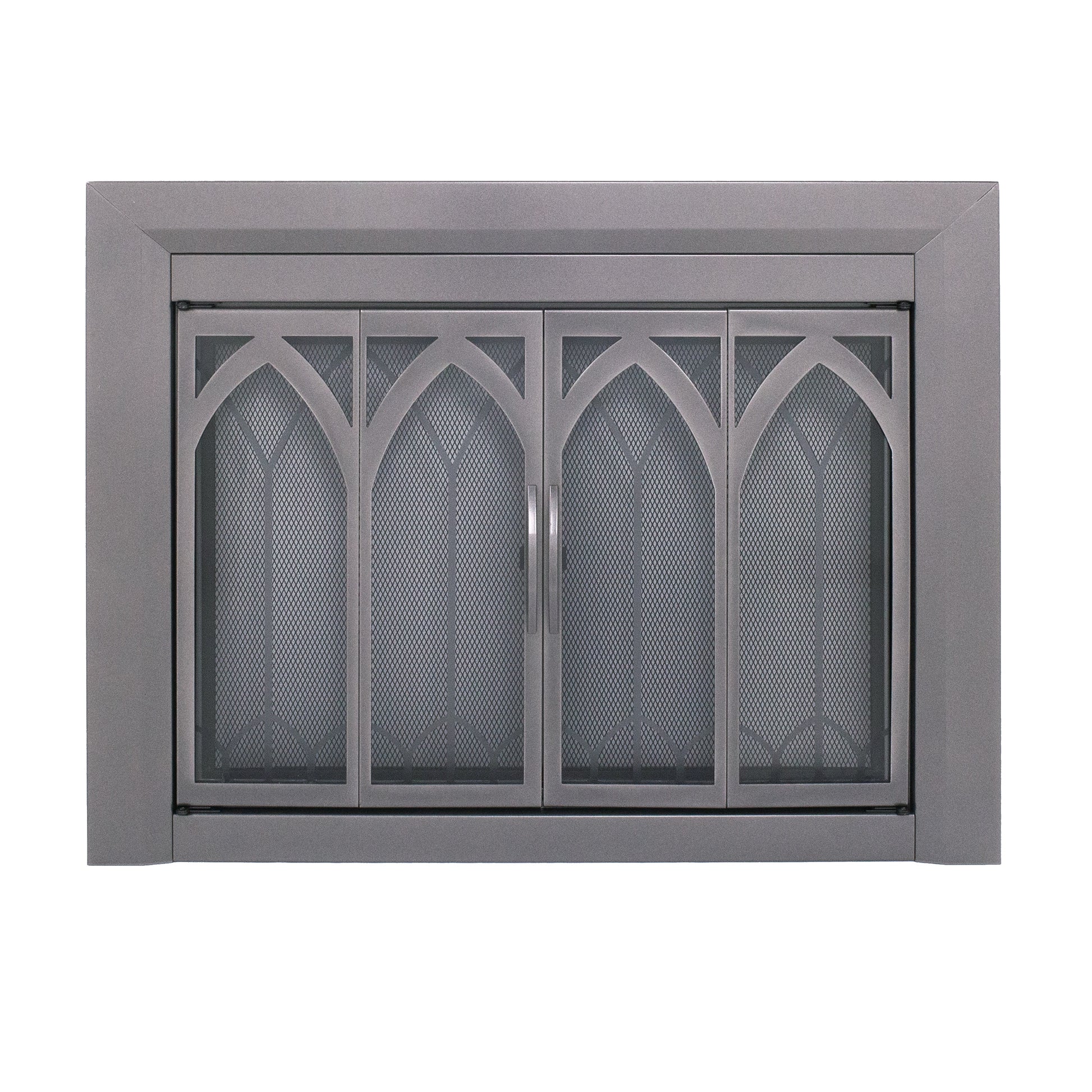 Pleasant Hearth Collin Gunmetal Large Bifold Fireplace Doors with Smoke Tempered Glass CI-3502GM