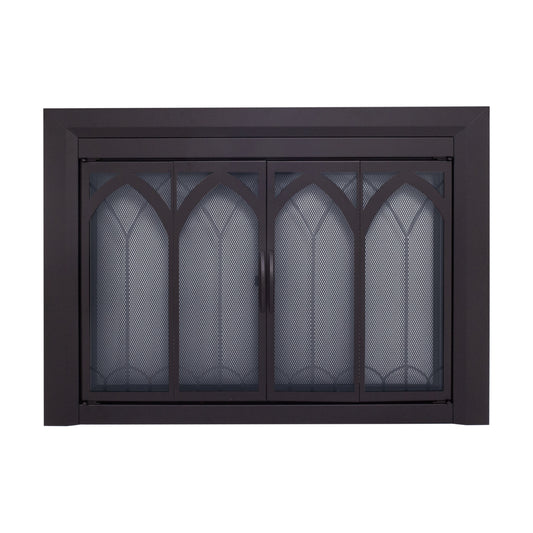 Pleasant Hearth Collin Black Medium Bifold Fireplace Doors with Smoke Tempered Glass CI-3501BL