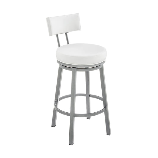 Armen Living Cloud Finish 30.0-Inches H Bar height Bucket seat Upholstered Swivel Metal Bar Stool and Back