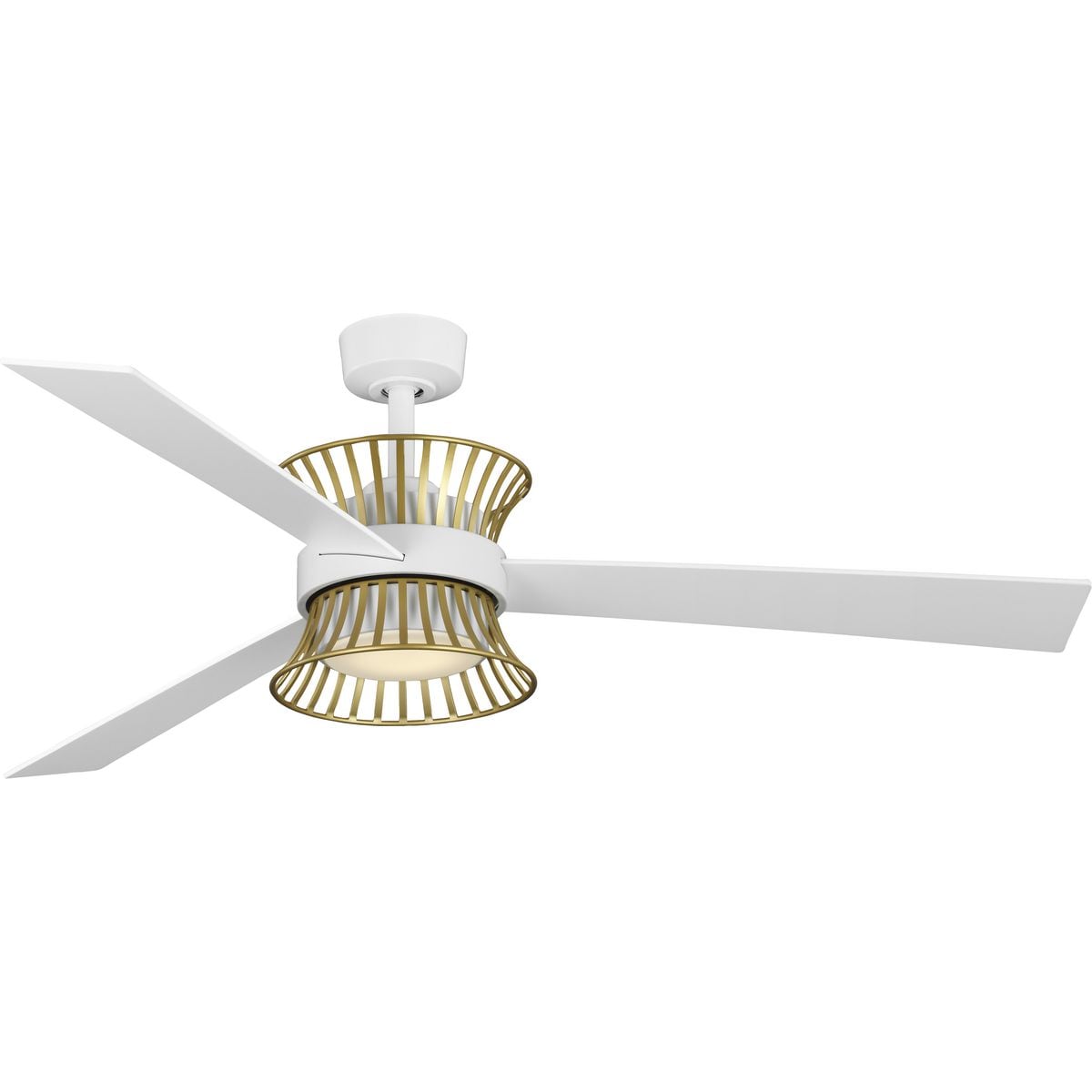 Progress Lighting Bisbee 55-in Integrated LED Outdoor Satin White with Matte White Blades Ceiling Fan With Light - Remote Included ( 3 -Blade )