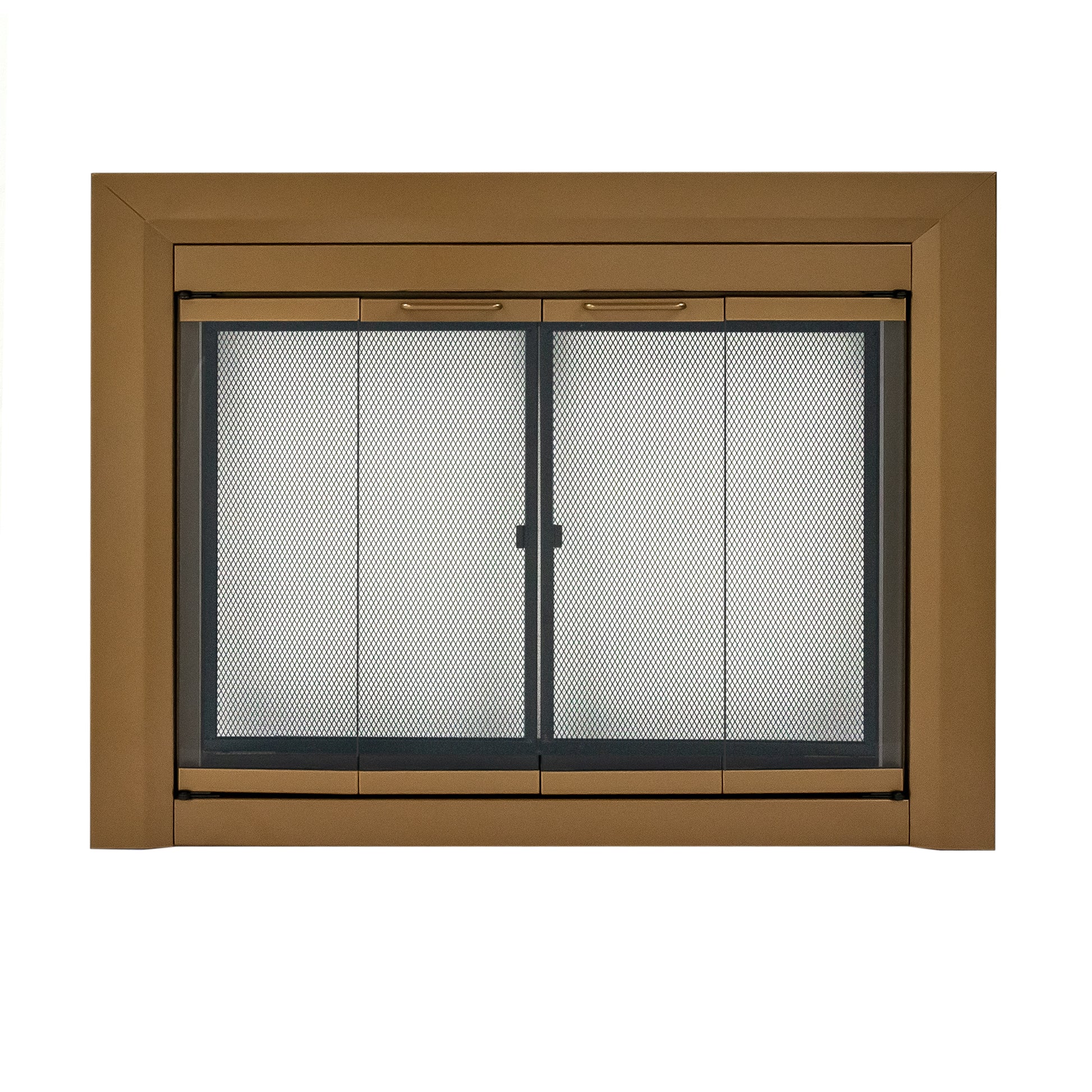 Pleasant Hearth Clairmont Heritage Brass Medium Bifold Fireplace Doors with Smoke Tempered Glass CM-3011HE