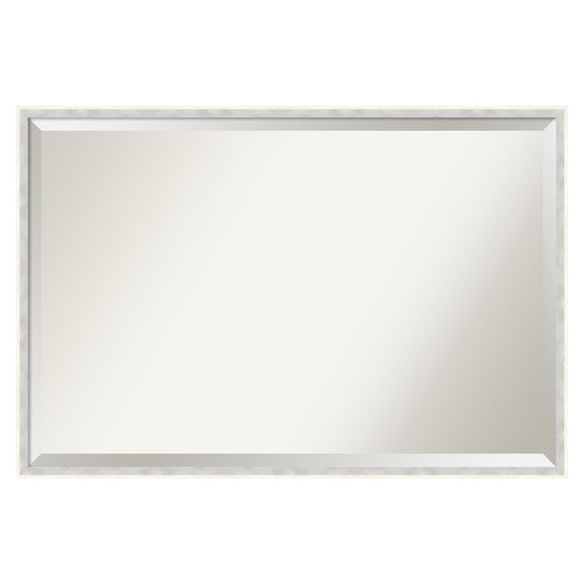 Amanti Art Paige White Silver Frame 37-Inches W x 25-Inches H Rectangle Salon Scoop Silver Framed Vanity Mirror