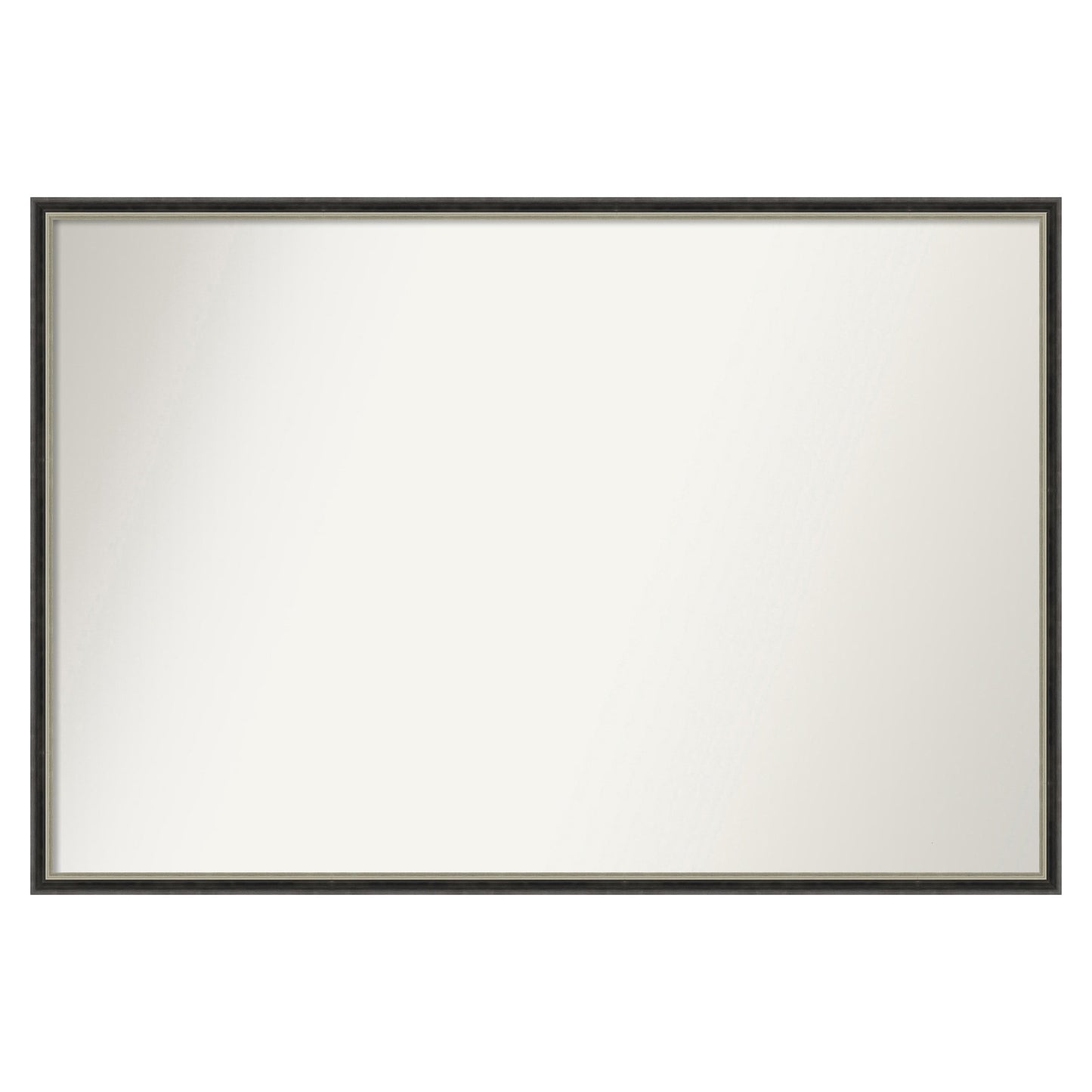 Amanti Art Theo Black Silver Narrow Frame 37.25-Inches W x 25.25-Inches H Rectangle Salon Scoop Silver Framed Vanity Mirror