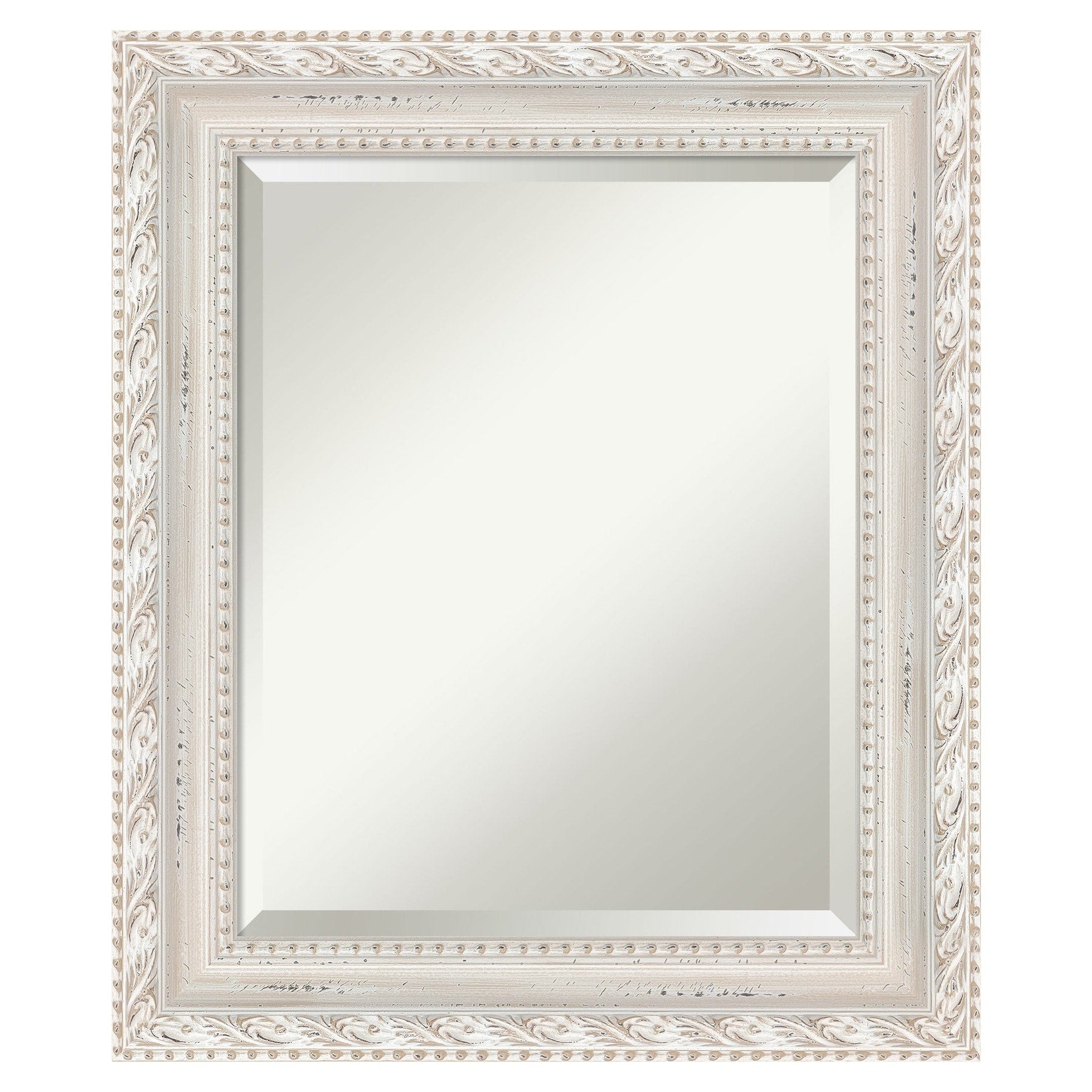Amanti Art Opera Off White Frame 21.5-Inches W x 25.5-Inches H Rectangle Salon Scoop Silver Framed Wall Mirror