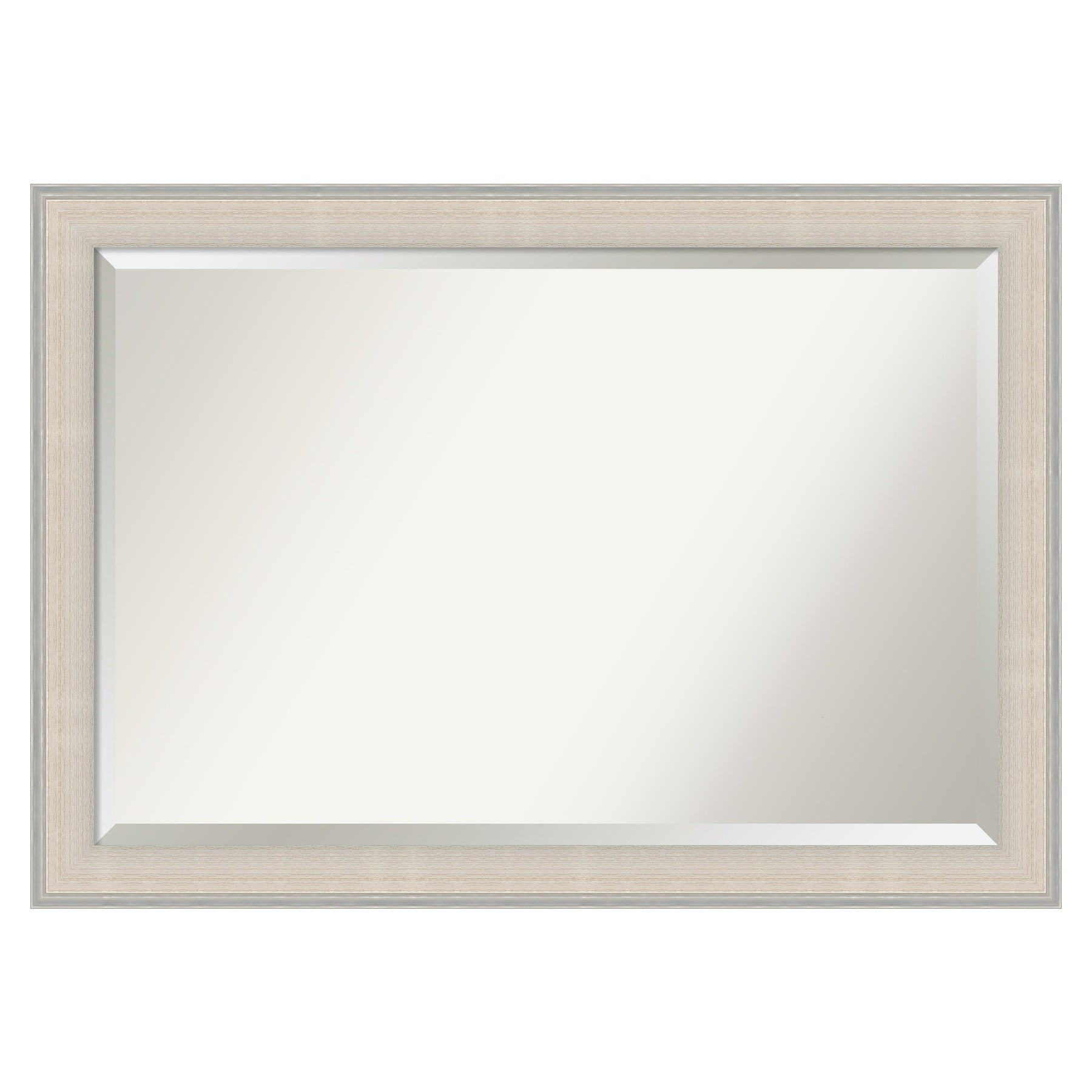 Amanti Art Cottage White Silver Frame 40.5-Inches W x 28.5-Inches H Rectangle Cottage White Silver Framed Wall Mirror