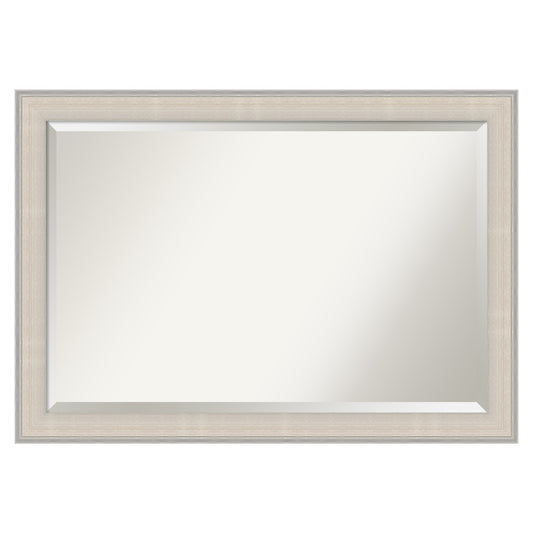 Amanti Art Cottage White Silver Frame 40.5-Inches W x 28.5-Inches H Rectangle Cottage White Silver Framed Wall Mirror