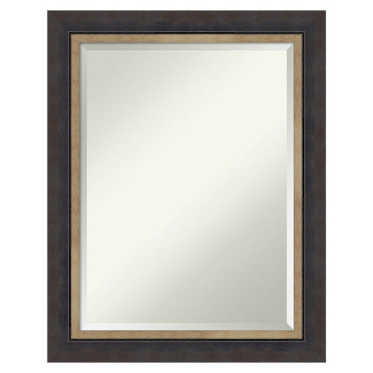 Amanti Art Hammered Charcoal Tan Frame 22.75-Inches W x 28.75-Inches H Rectangle Hammered Charcoal Tan Framed Wall Mirror