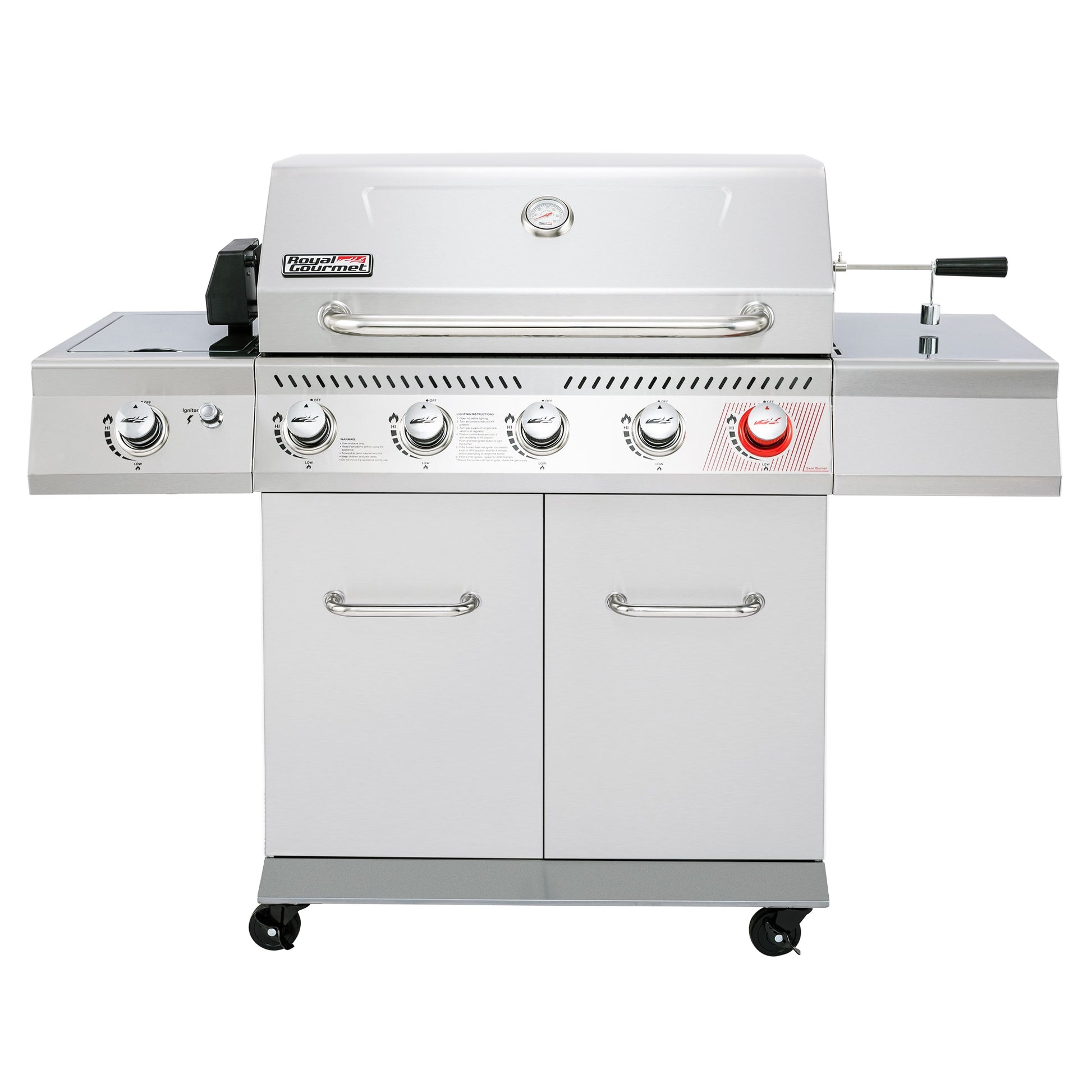Royal Gourmet Silver 4-Burner Liquid Propane Gas Grill with 1 Side Burner GA5404S