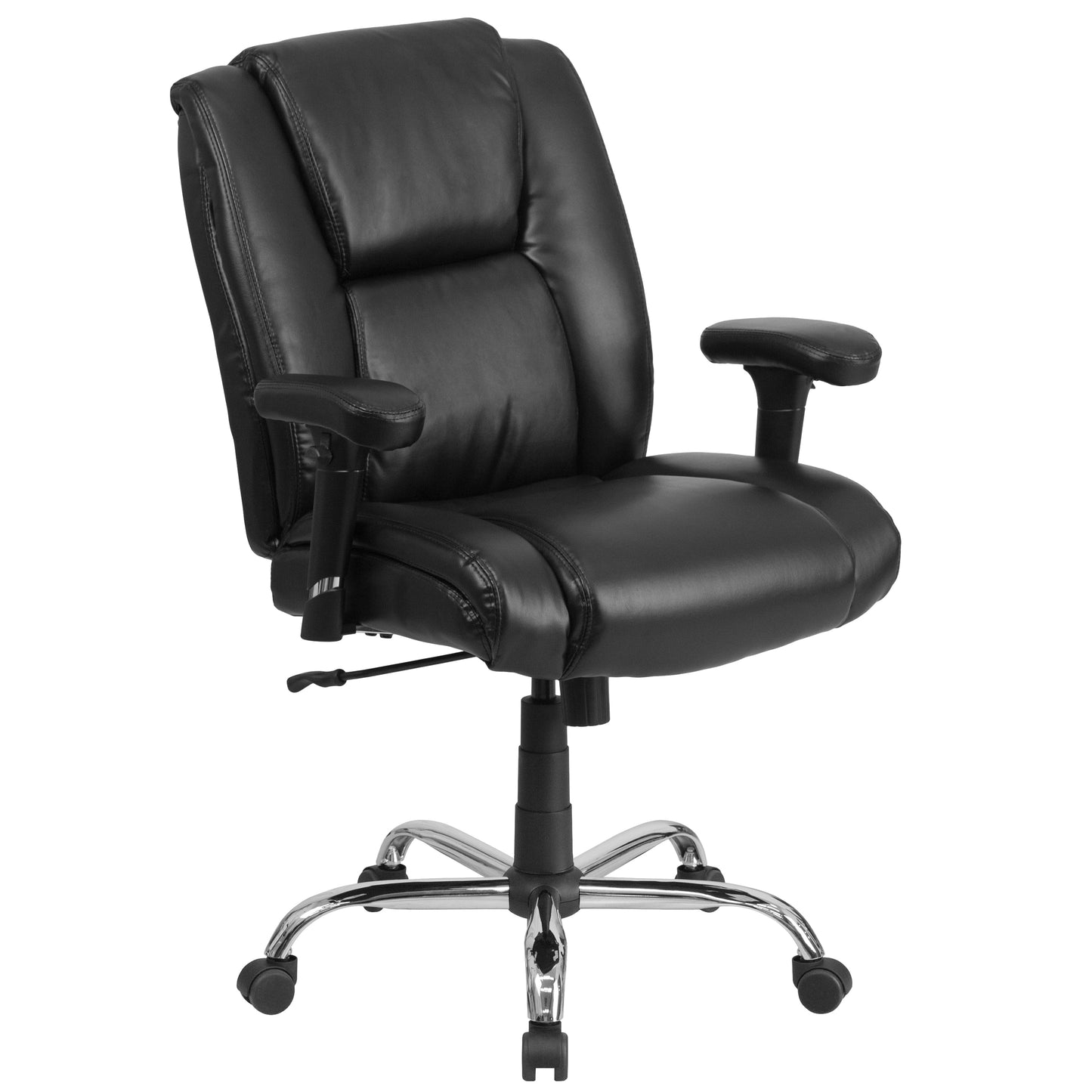 Flash Furniture HERCULES Black Contemporary Ergonomic Adjustable Height Swivel Faux Leather Desk Chair