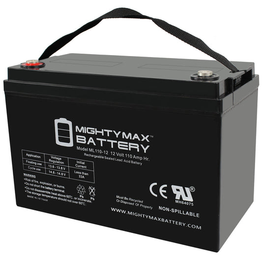 Mighty Max Battery 12V 110AH Replaces Group 30H AGM Deep Cycle Rechargeable Sealed Lead Acid 121100 Backup Power Batteries ML110-1248