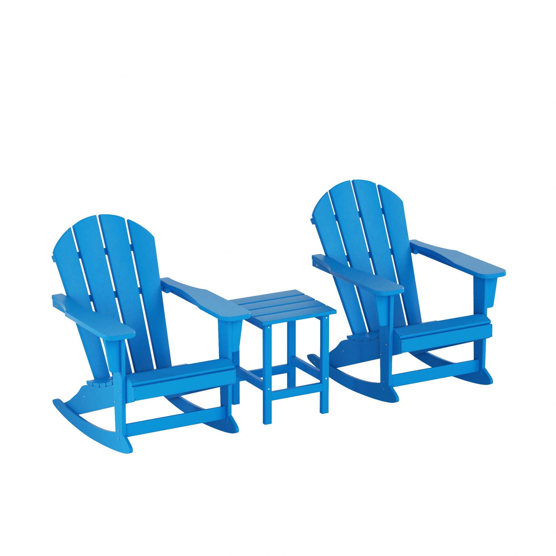 Westin Furniture Laguna Set of 2 Pacific Blue HDPE Frame Rocking Chair with Slat Seat