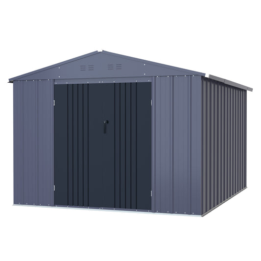 VEIKOUS 8-ft x 10-ft Metal Storage Shed Galvanized steel Metal Storage Shed (Floor Included)
