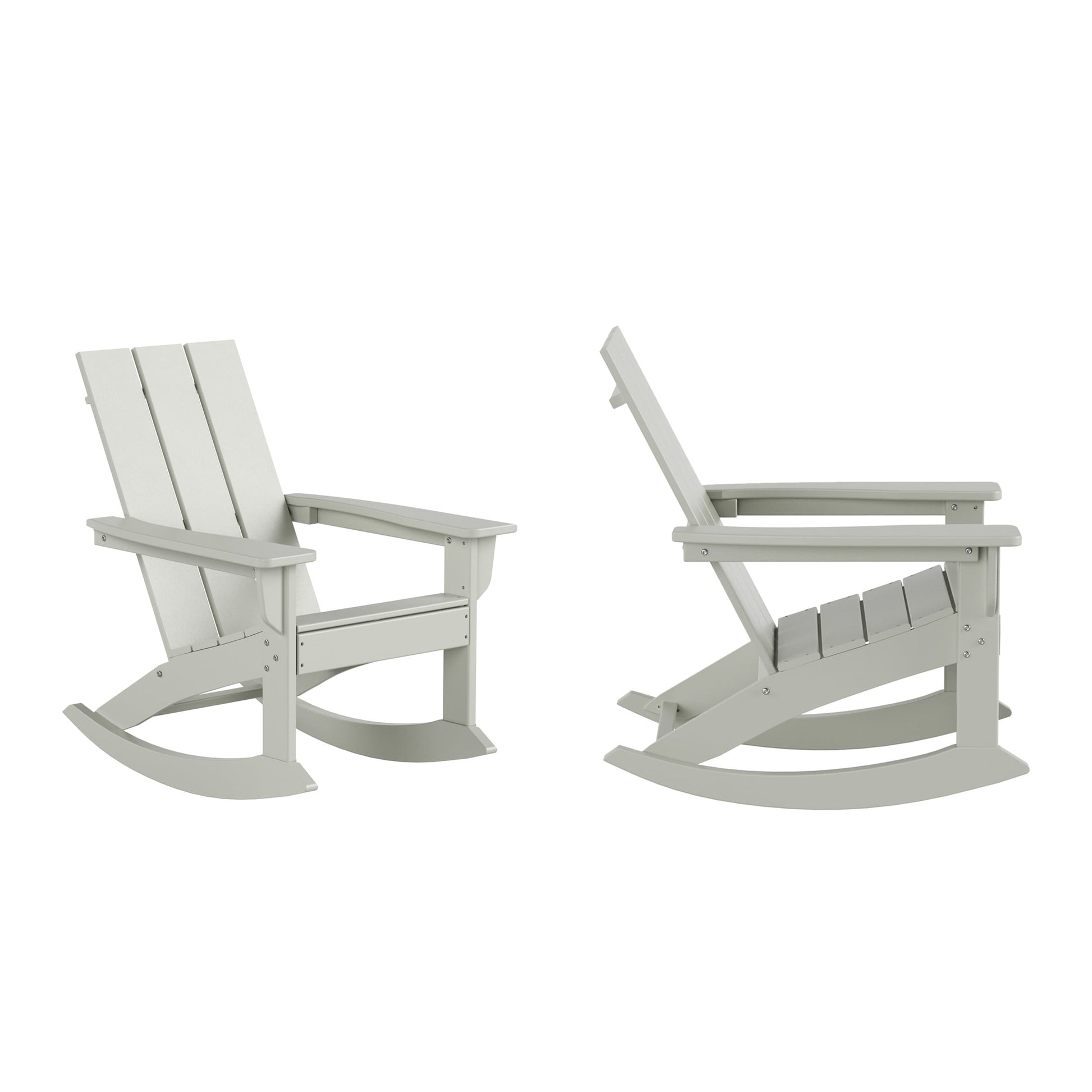 Westin Furniture Shoreside Set of 2 Sand HDPE Frame Rocking Chair with Slat Seat