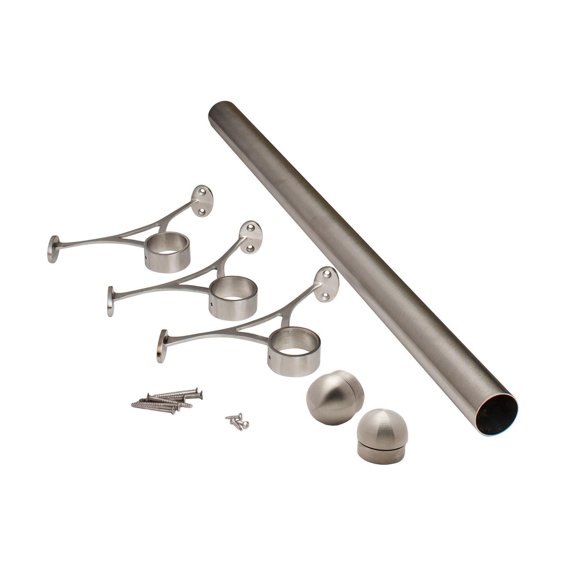 Outwater 8-ft L x 2-in Dia Satin Stainless Steel Metal Bar Foot Rail Kit (Installation Hardware Included) 3P1.6.00031