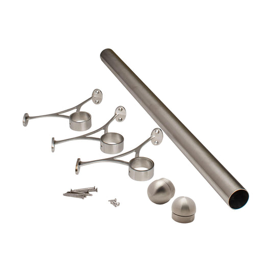 Outwater 8-ft L x 2-in Dia Satin Stainless Steel Metal Bar Foot Rail Kit (Installation Hardware Included) 3P1.6.00031