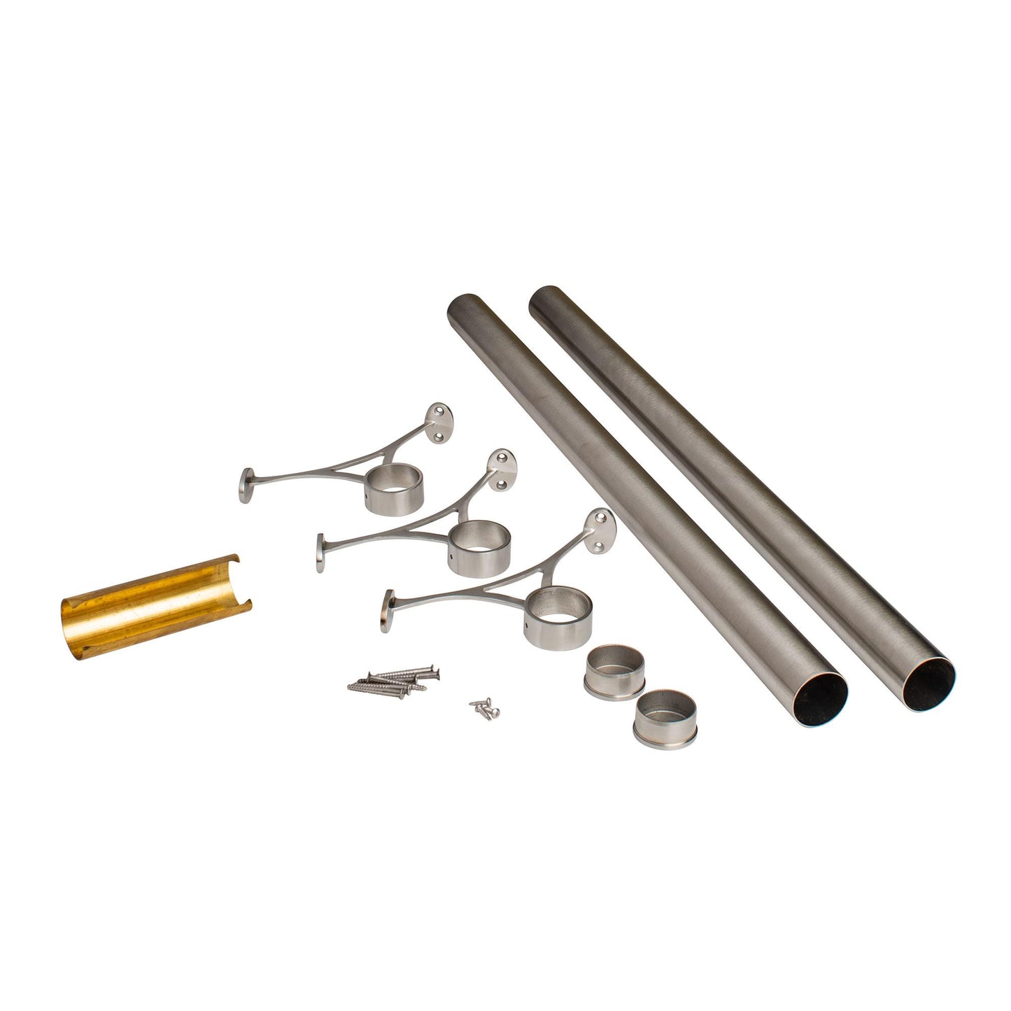 Outwater 6-ft L x 2-in Dia Satin Stainless Steel Metal Bar Foot Rail Kit (Installation Hardware Included) 3P1.6.00035