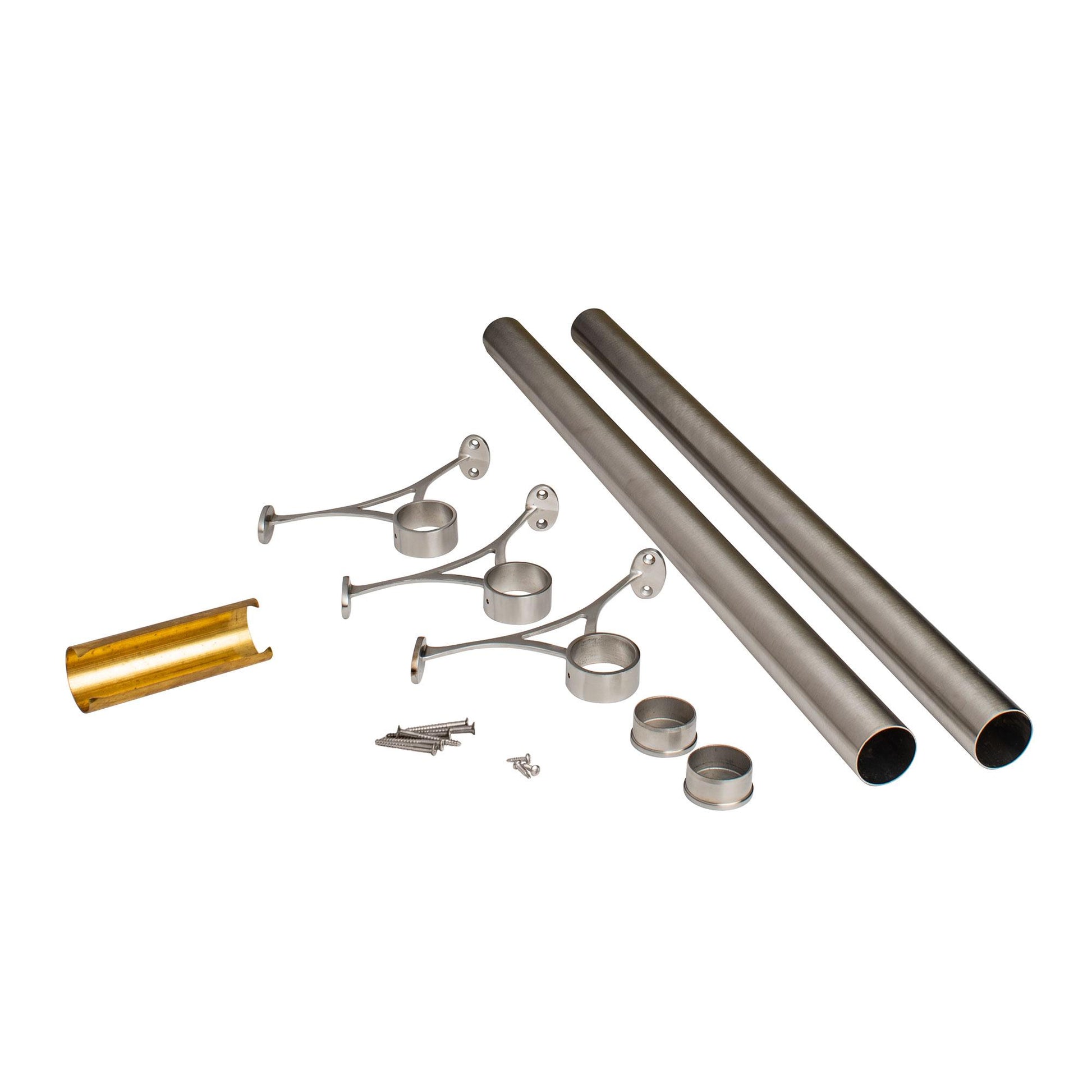 Outwater 6-ft L x 2-in Dia Satin Stainless Steel Metal Bar Foot Rail Kit (Installation Hardware Included) 3P1.6.00035