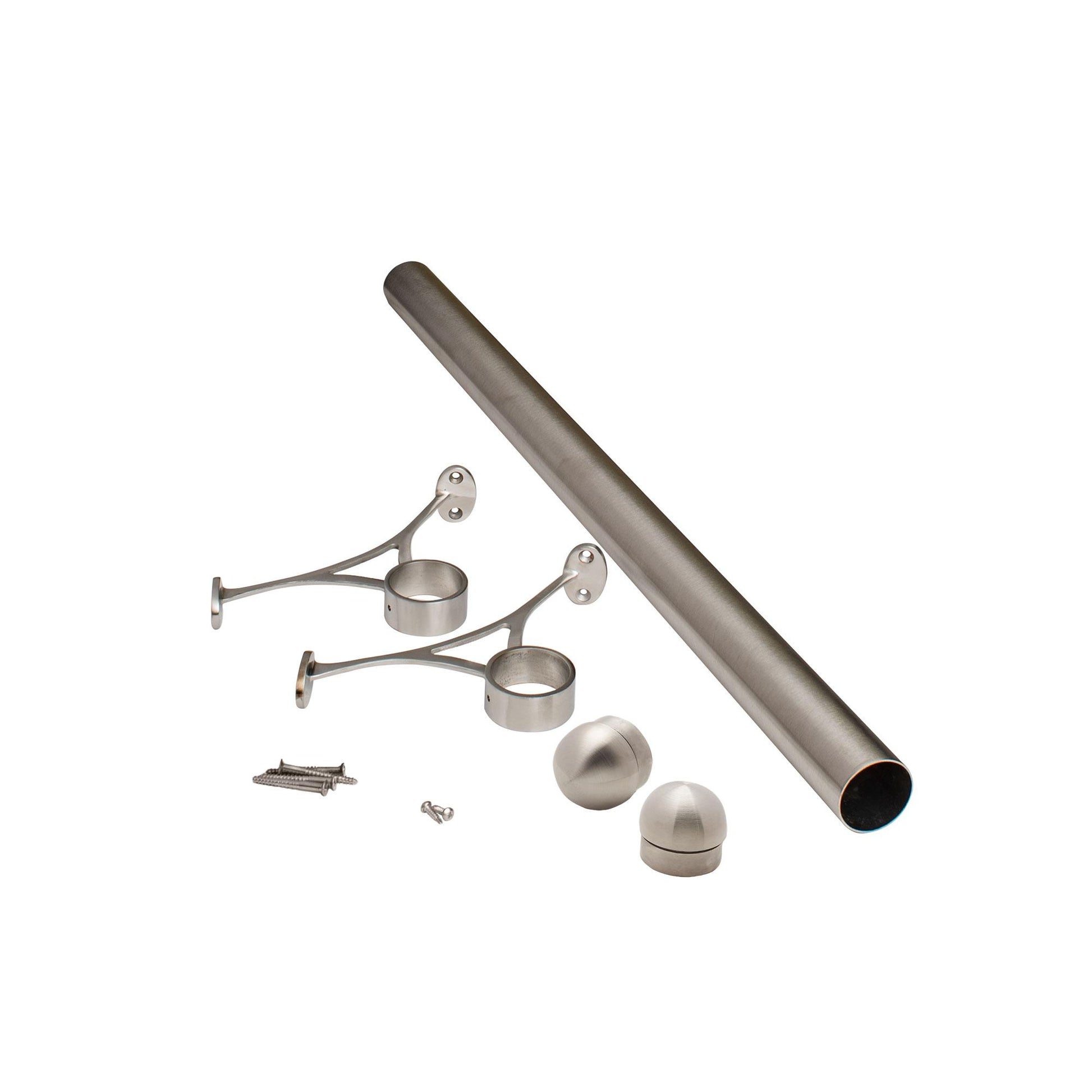 Outwater 4-ft L x 2-in Dia Satin Stainless Steel Metal Bar Foot Rail Kit (Installation Hardware Included) 3P1.6.00029