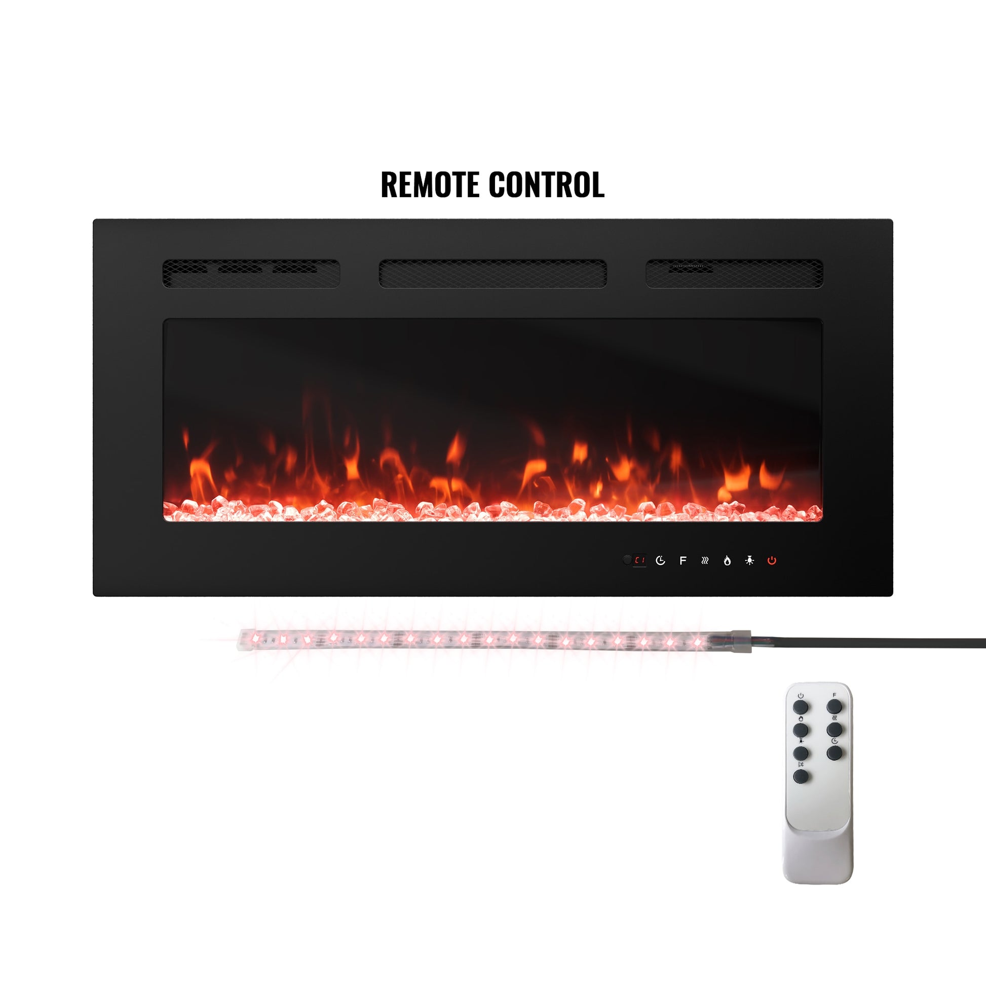 Clihome 36-in W Black Fan-forced Electric Fireplace CL-CYTVS07-WHI
