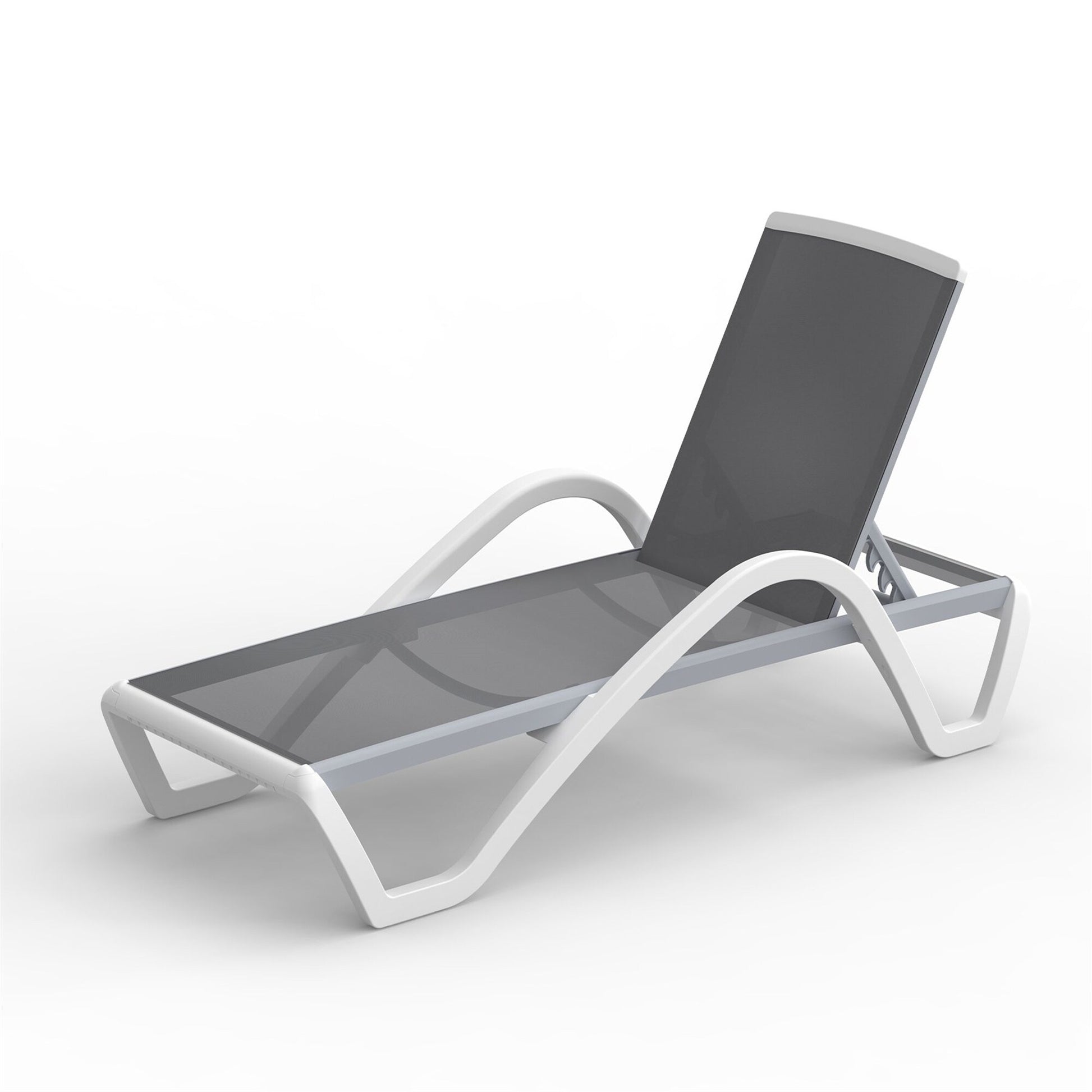 CESICIA PatioÂ Chairs Gray Aluminum Frame Stationary Chaise Lounge Chair with Gray Mesh Seat