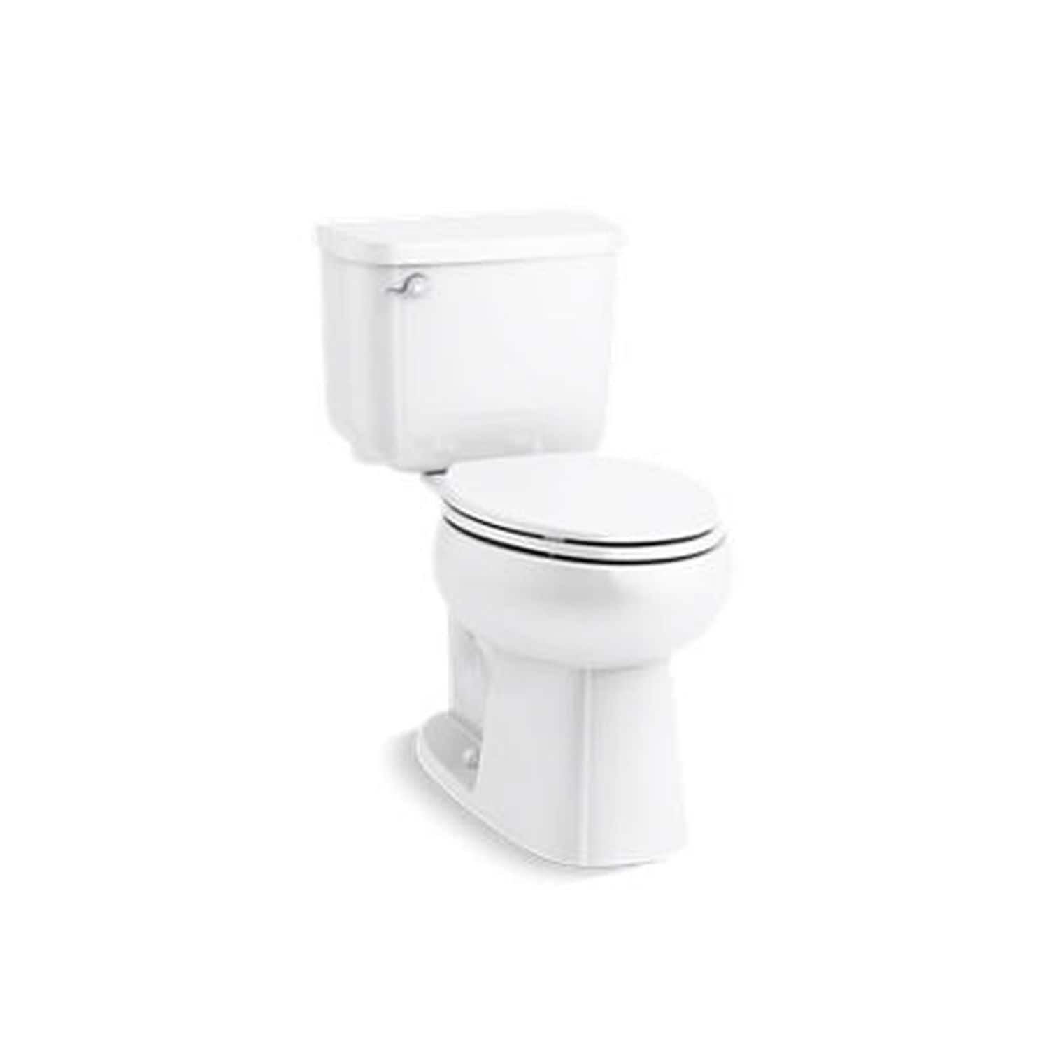 Sterling Windham White Elongated Chair height 14-in Rough-In WaterSense 1.28 GPF 2-piece Toilet