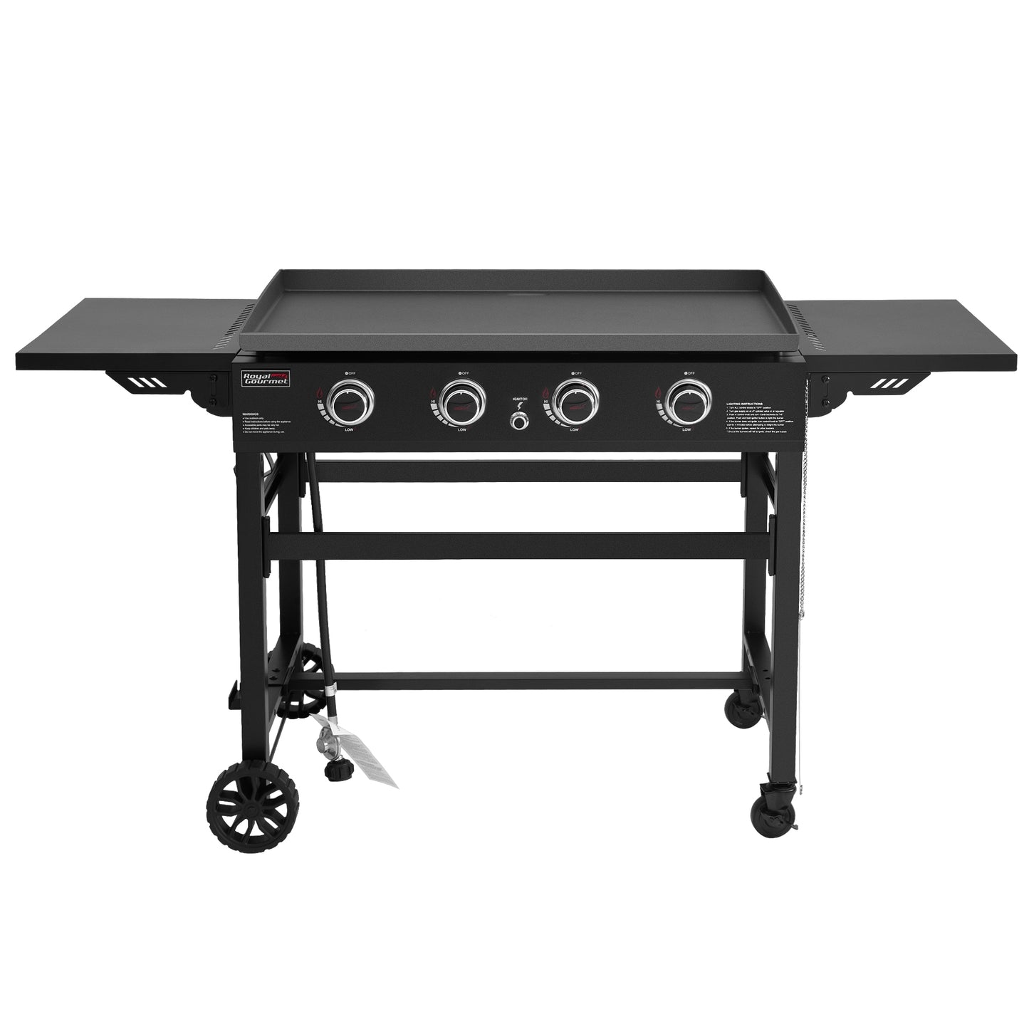 Royal Gourmet 35'' Griddle with Folding Side Shelves 4-Burner Liquid Propane Flat Top Grill GB4001B