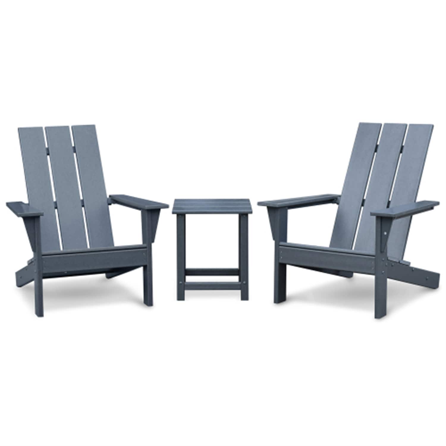 CESICIA Patio Furniture Sets Set of 2 Dark Gray HDPE Frame Stationary Adirondack Chair with Solid Seat