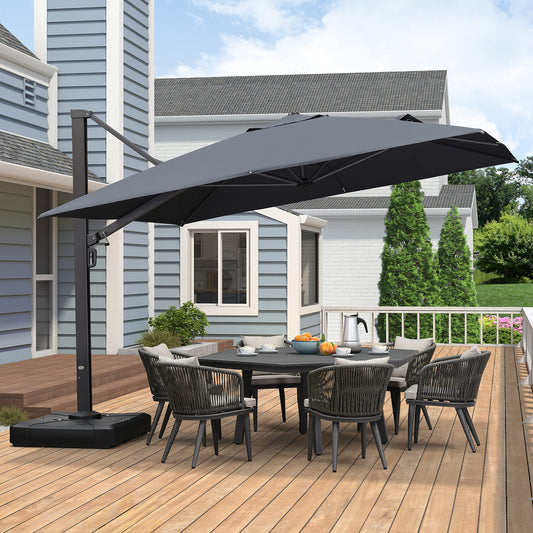 PURPLE LEAF 11-ft Aluminum Gray Crank Cantilever Patio Umbrella