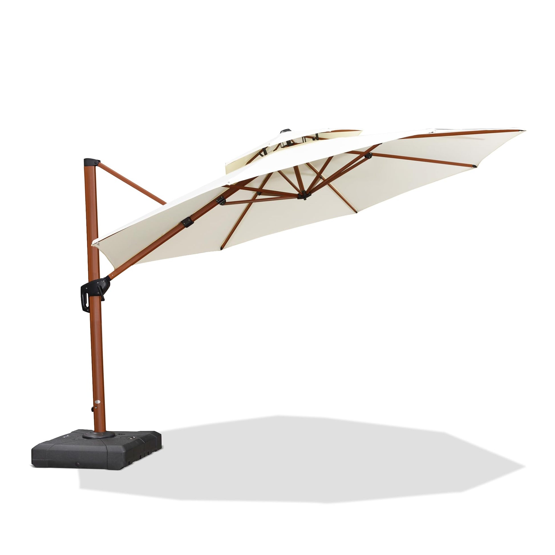 PURPLE LEAF 12-ft Aluminum Off-white Crank Cantilever Patio Umbrella