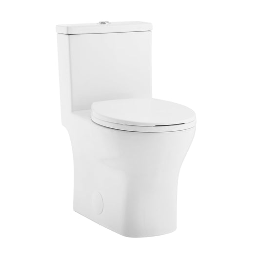 Swiss Madison Interlaken Glossy White Elongated Standard height 12-in Rough-In 1.28 GPF Dual Flush Smart Compatible Soft Close 1-piece Toilet
