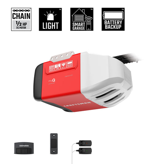CRAFTSMAN 1/2-HP CMXEOCG323 Smart Chain Drive Garage Door Opener Wi-fi Compatibility Battery Back-up CMXEOCG323