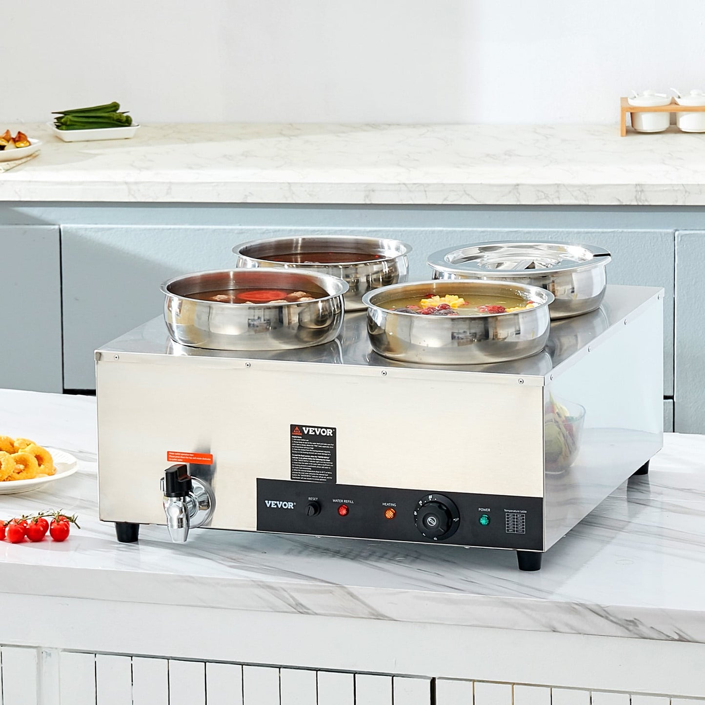 VEVOR 4-Station 29.6-Quart Commercial/Residential Electric Food Warmer BW474QT1500W4FX59V1