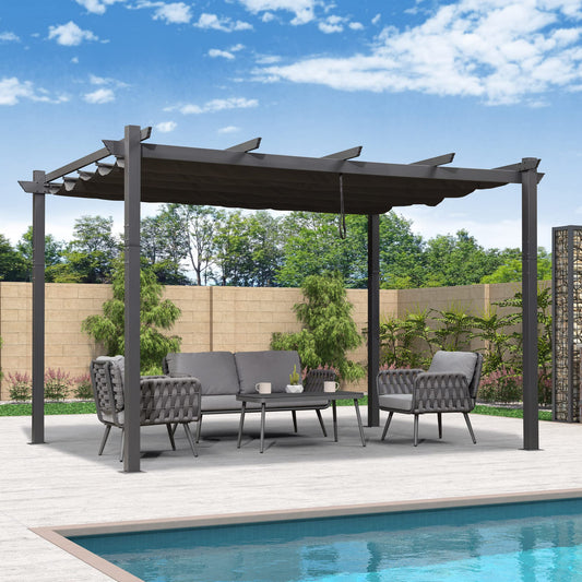 PURPLE LEAF Outdoor Pergola 11-ft W x 13-ft L x 7-ft 6-in H Gray Metal Freestanding Pergola with Canopy