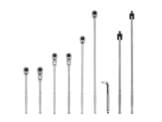TEKTON 1/2 Inch Drive Quick-Release Ratchet, L-Handle, and Breaker Bar Set (9-Piece) SDR99201