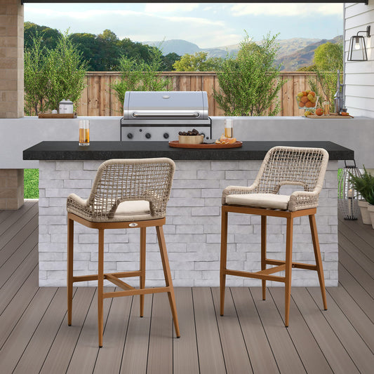 PURPLE LEAF Plaid 28.5-in H Tall Upholstered Metal Bar Stool 2 -Pack