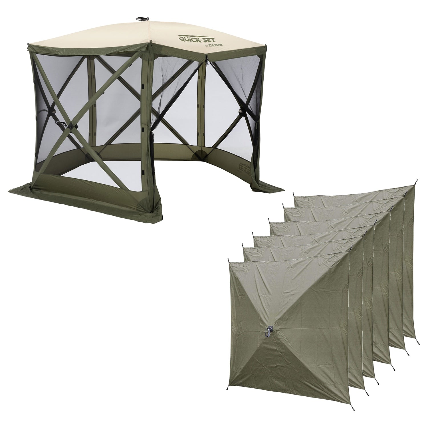 Clam Outdoors 9-ft x 9-ft Square Green/Tan - (9ft x 9ft) Pop-up canopy