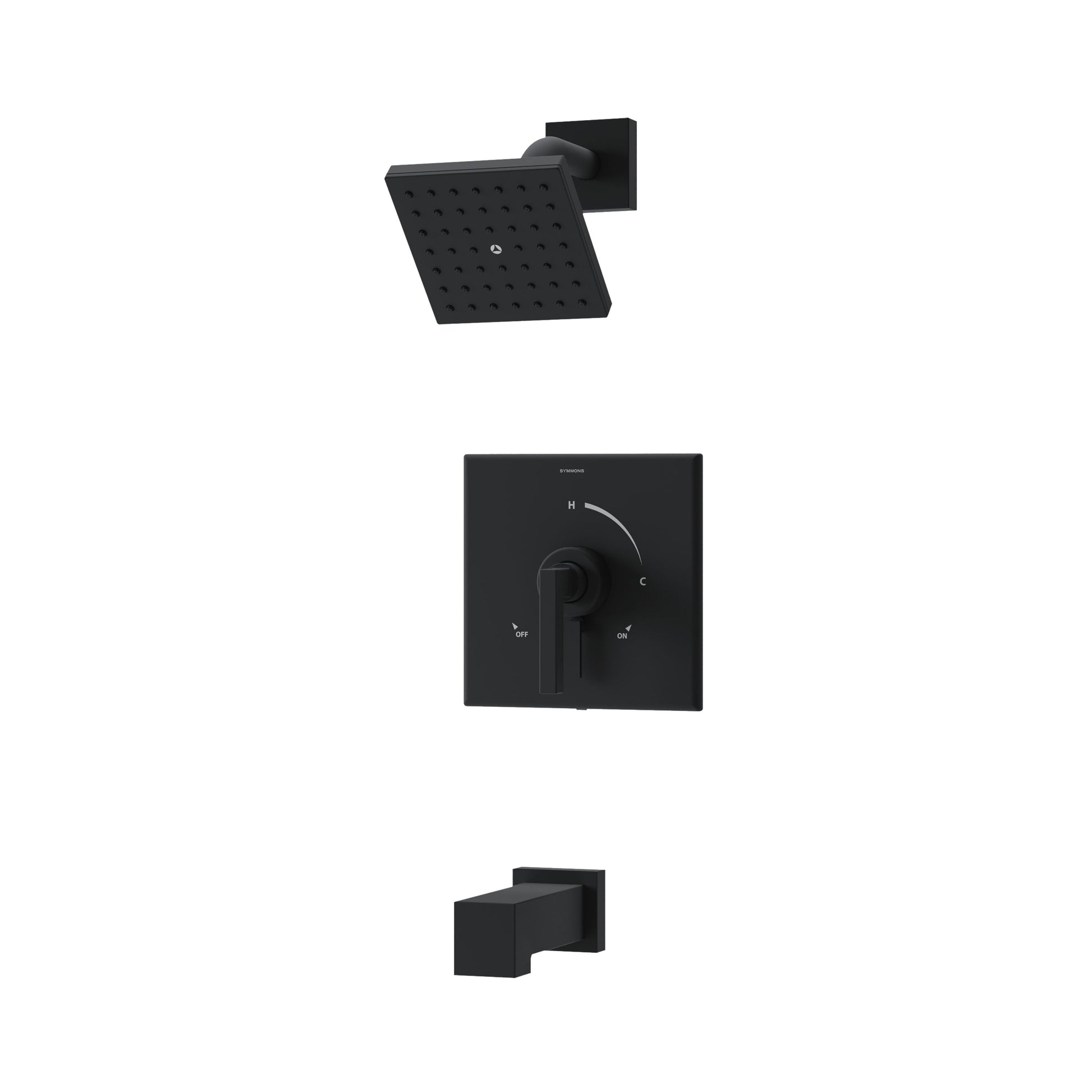 Symmons Duro Matte Black 1-handle Single function 4.92-in Square Bathtub and shower Faucet