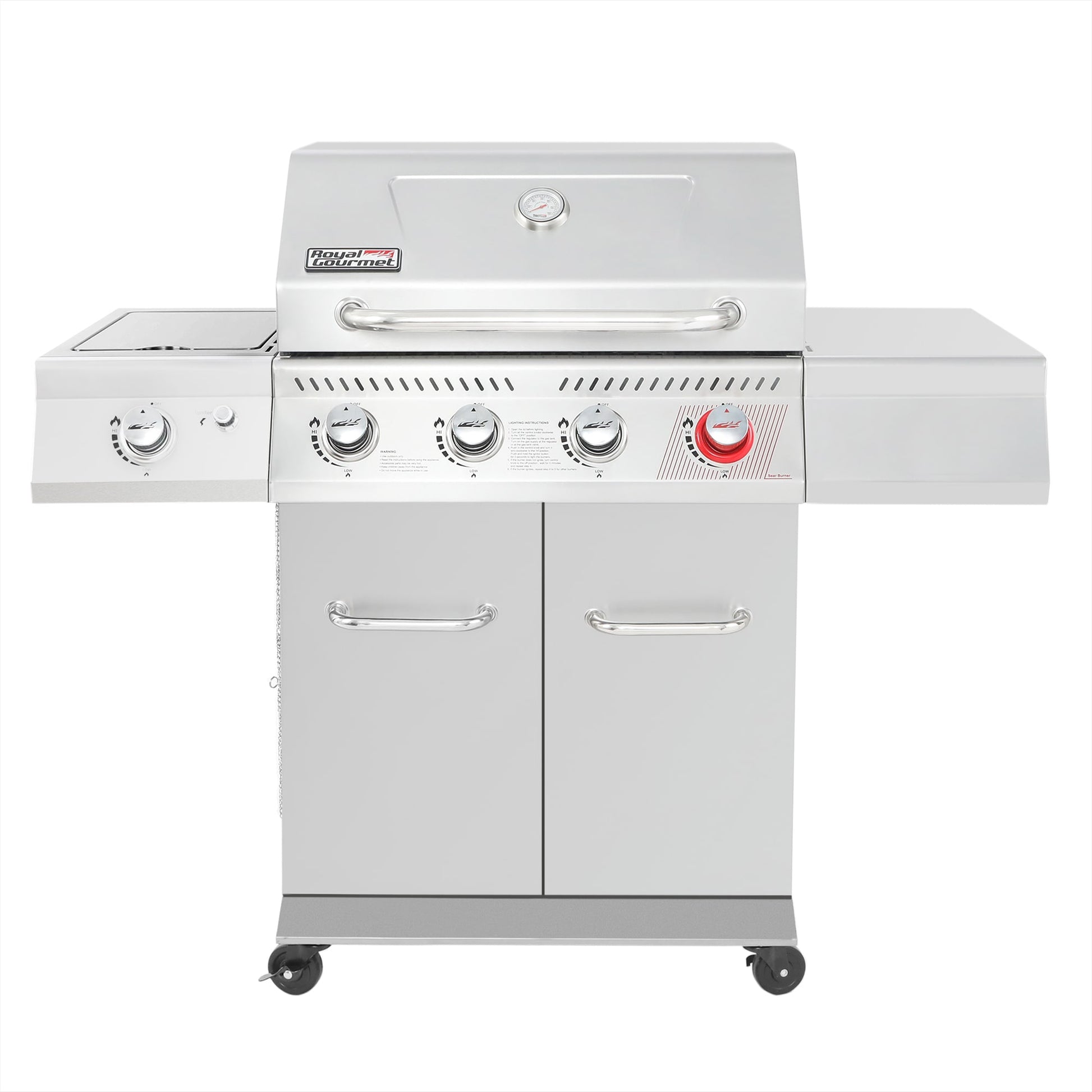 Royal Gourmet Stainless Steel 4-Burner Liquid Propane Gas Grill with 1 Side Burner GA4402S