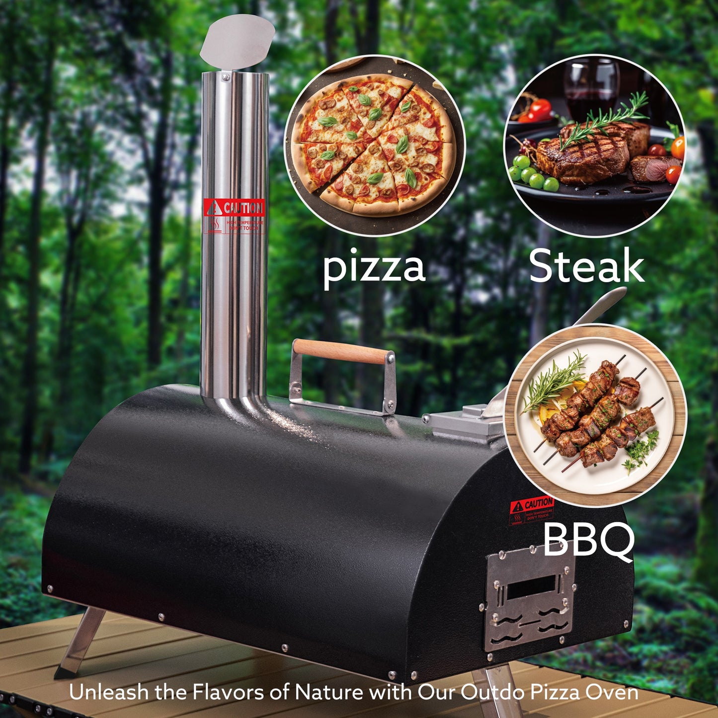 Runesay Pizza Oven Stainless Steel Hearth Wood-fired Outdoor Pizza Oven HBGRIL-06