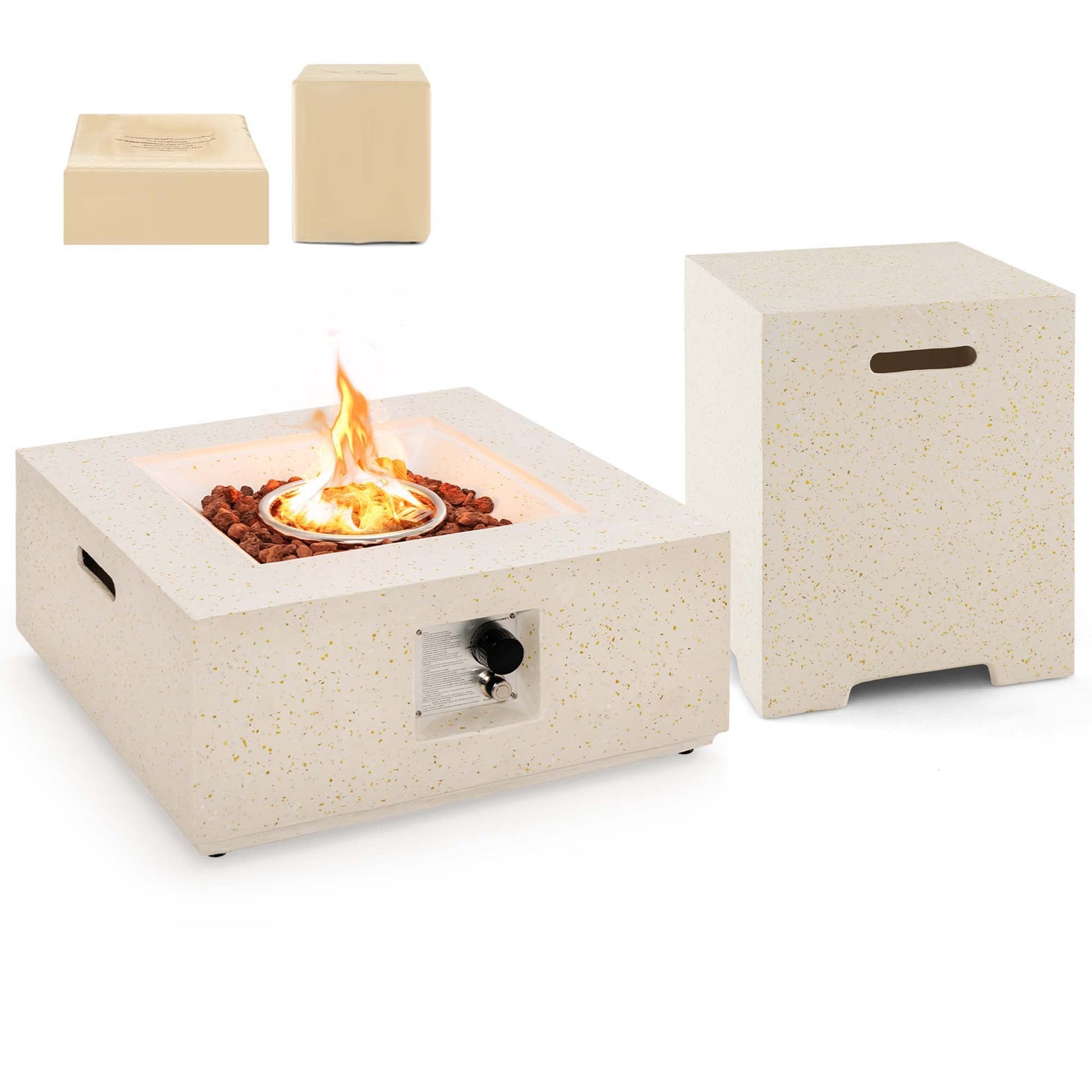 Costway 28-in W 40000 Maximum BTUs Composite Rectangle Liquid propane Fire table