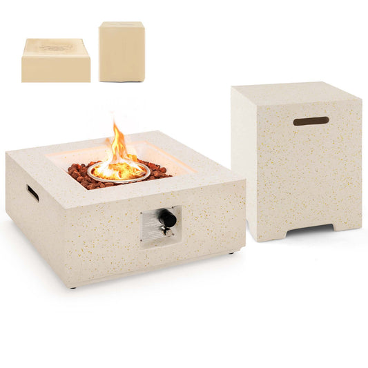 Costway 28-in W 40000 Maximum BTUs Composite Rectangle Liquid propane Fire table